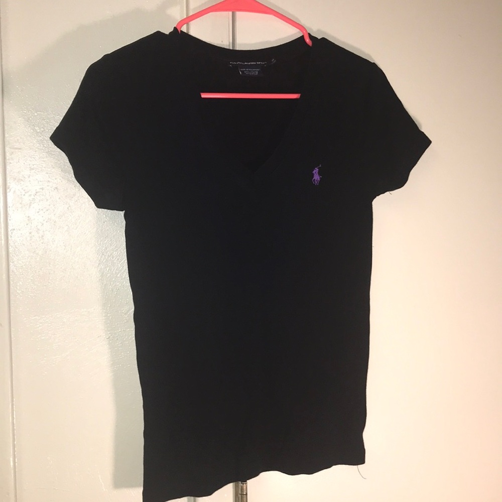 Ralph Lauren Sport V Neck Black Tee